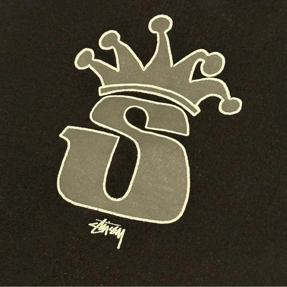 STUSSY | Black Crown Logo Crewneck Sweatshirt Graphic size XS - Picture 3 of 6